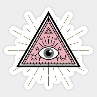 All Seeing eye - Pink with Grey eye Sticker